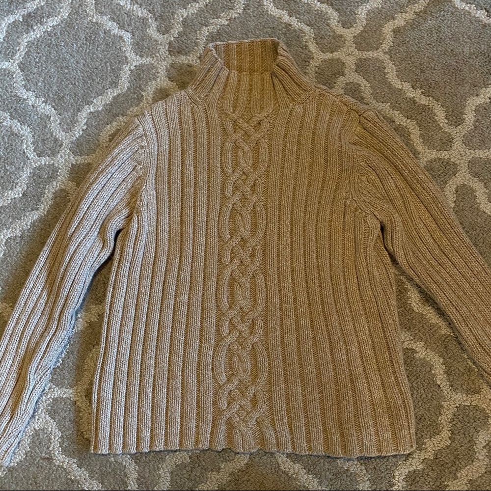 L.L.Bean turtleneck tan sweater